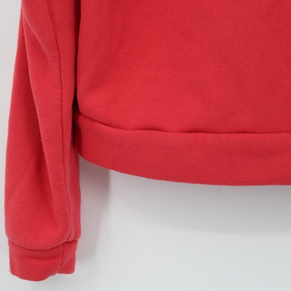 Topshop Size 8 Embroidered Heart Hoodie Sweatshirt Pullover Red Oversized Pocket - Picture 5 of 7